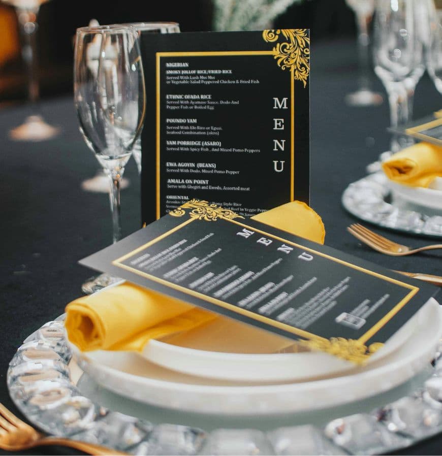 FOOD AND BAR MENU DEVELOPMENT